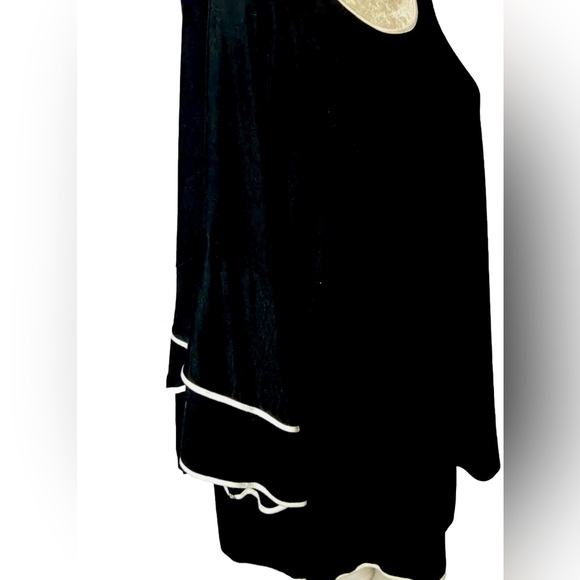 Cable & Gauge women Black White Trim Shirt 3/4 Sleeve Size Small Petite (SP) - Picture 2 of 4